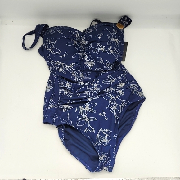 NIP TUCK SWIM Garden Line Foil Tummy Control One Piece Swimsuit Navy Size 4 - Picture 4 of 10